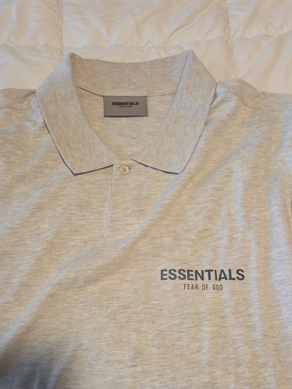 Essentials Light Gray Polo with Chest Logo